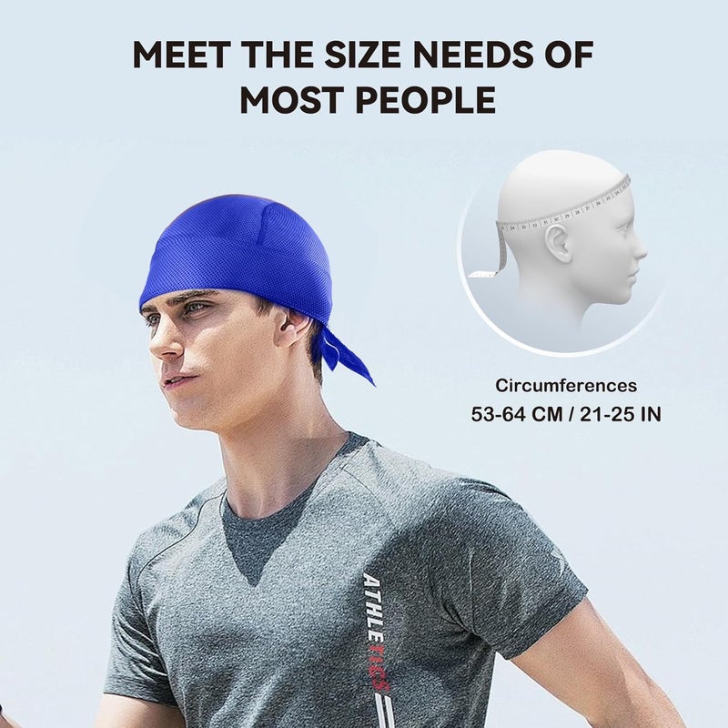 YOHITOP 6 Pack Breathable Doo Rags for Men, Sweat Wicking Dew Rags, Cooling Do Rag Skull Cap Helmet Line for Men - Image 4